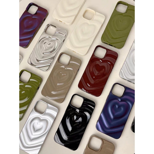 Solid Color Three-Dimensional Love for Iphone15 Apple 14promax Phone Case New 13 Couple 12 Soft Case Female
