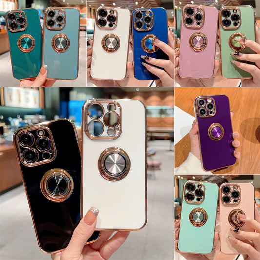 Electroplating Magnetic Suction Ring Bracket Apple 14/15 Phone Case 12/13pro for Iphone11/Xr Female Xsmax