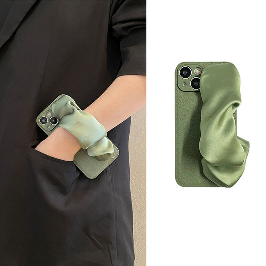 Green Scarf Wrist Strap for Apple 14 Phone Case Crossbody Rope Iphone13 Silicone 12Promax Hard Case for Women