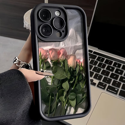 Applicable to Apple 15promax Phone Case New Iphone14 Sense 13pro Trend 12 Pink Rose Flowers