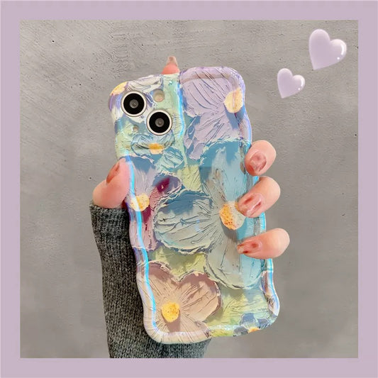 High-Grade Oil Painting Flowers for Iphone15promax Phone Case Apple 13 Niche Female 12 Silicone Soft 14