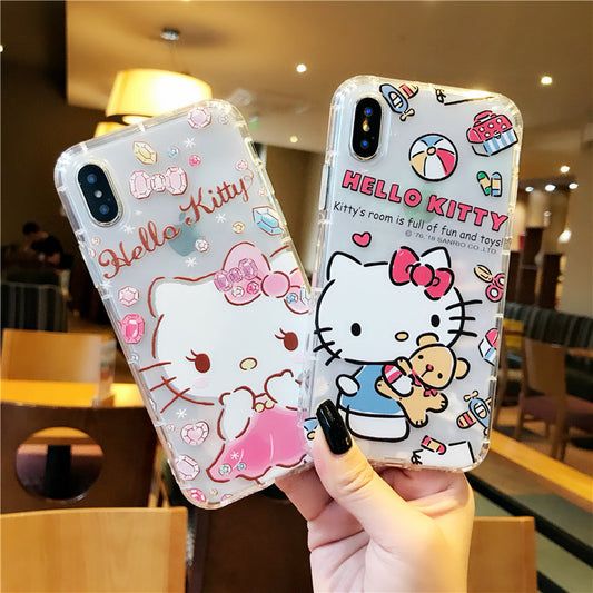 Hello Kitty for Apple 12 Phone Case Cartoon Cute Iphone15 Protective Case Transparent 14 All-Inclusive Xr Female