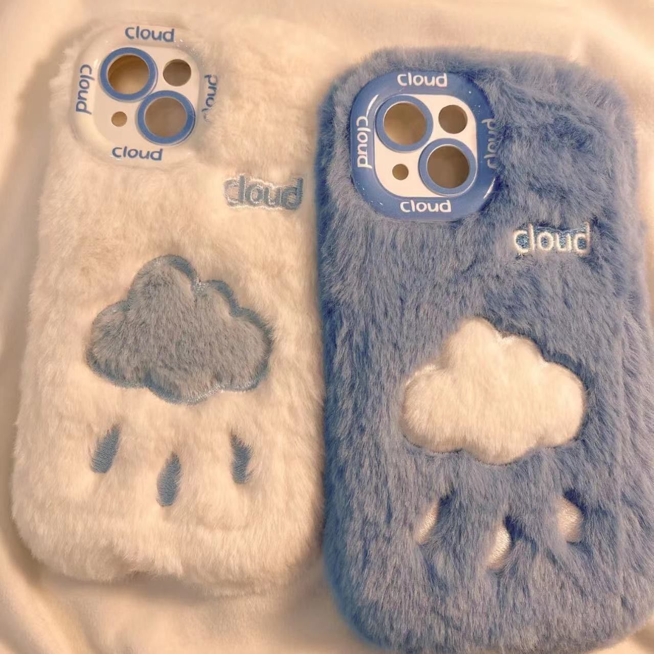 Autumn and Winter Plush Cloud Raindrops for Iphone13 Mobile Phone Shell for Iphone 14promax New 12 Female 11 All Inclusive