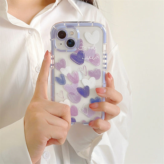 Ins Style Purple Pink Graffiti Love for Iphone14promax Apple 13 Phone Case 12 Drop-Resistant 11 Women