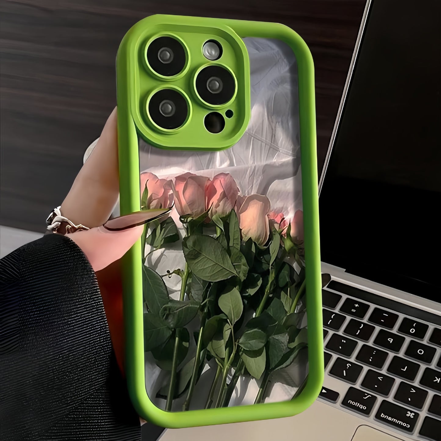 Applicable to Apple 15promax Phone Case New Iphone14 Sense 13pro Trend 12 Pink Rose Flowers