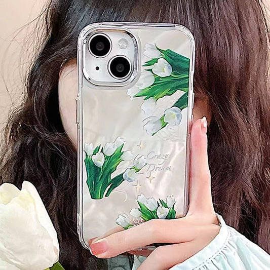 Ins Artistic Tulip Flower Mirror Iphone15promax Apple 14 Phone Case 11 New 12pro Female