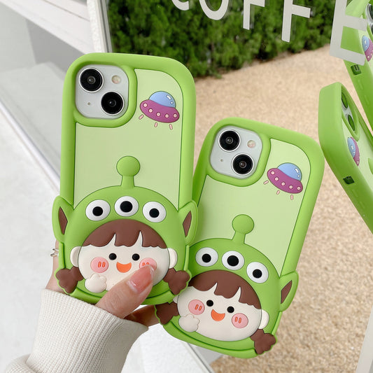 Three-Eyed Alien Girl Silicone Phone Case Iphone15 for Apple 14promax/12pro/11 Anti-Fall Shell