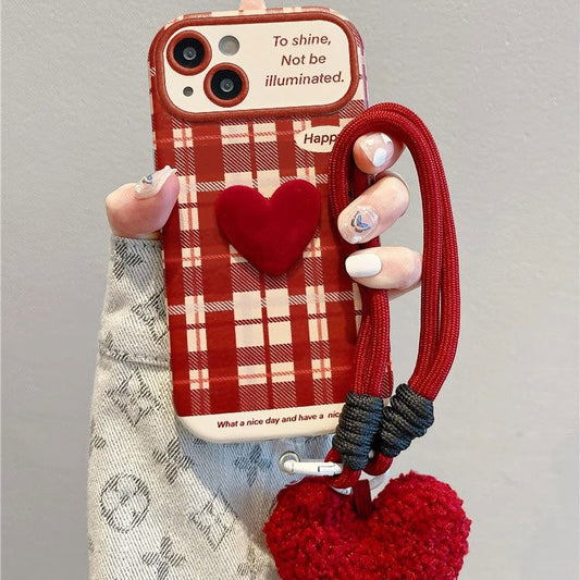 Plaid Love Apple 15promax Phone Case Iphone14 New 13 Soft Cover 12 Female 11Promax New Year