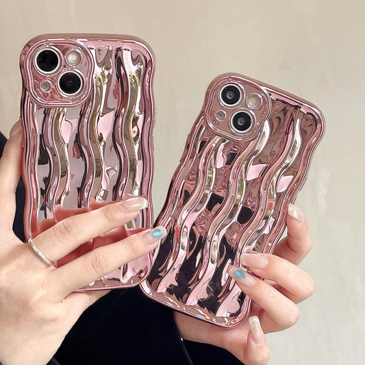 Electroplating Water Ripple for Iphone13 Phone Case Solid Color Apple 15promax New 14 Female 12 High Sense