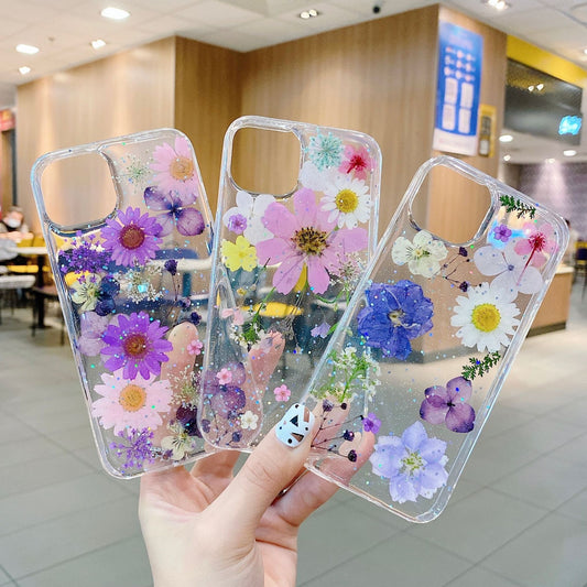 New Yongsheng Real Flower for Apple 15plus/Iphone14promax/13/12/Xr/8/7 Phone Case