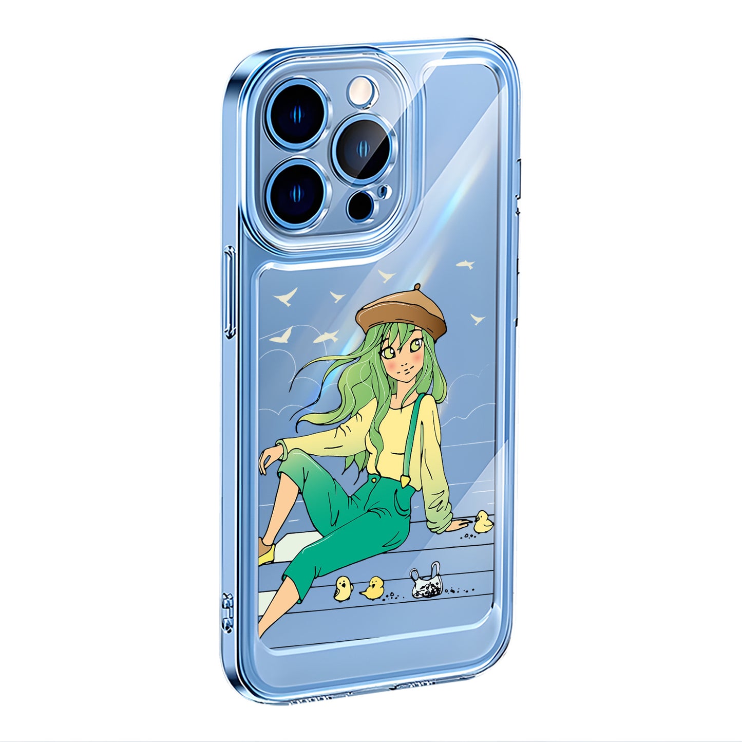 Applicable to Iphone15promax All-Inclusive Drop-Resistant Phone Case Creative Fun Girl Graffiti Transparent Space Shell