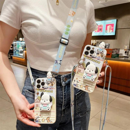 Cross-Border Applicable for Apple 14pro Lying Phone Case Iphone 13 Pa Dog Mirror 12 Crossbody Rope Xsmax Female