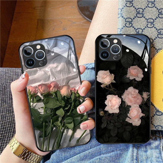 Liquid Glass Roses for Apple 15plus Phone Case Iphone14promax Silicone 12mini13
